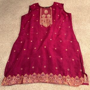 Keeba Elegant Red Embroidered Dress Tunic. Size XXL